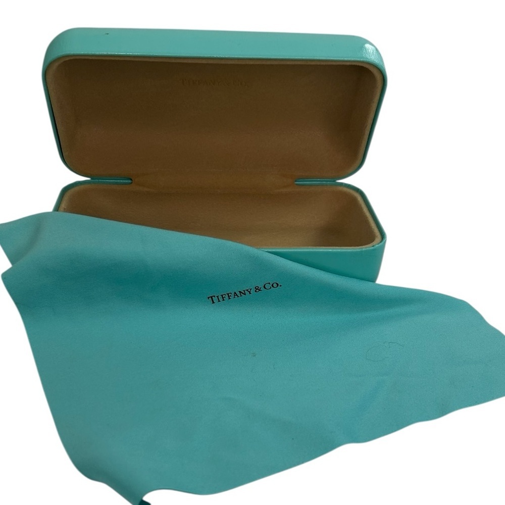 Tiffany & Co. Blue Glasses Sunglass Hard Case Shell Holder Cleaning Cloth - Picture 3 of 11